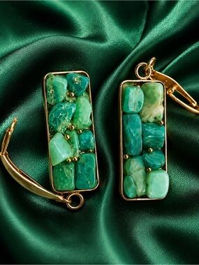 Green Amazonite Earrings Handmade Gemstone Dangle Boho Gift
